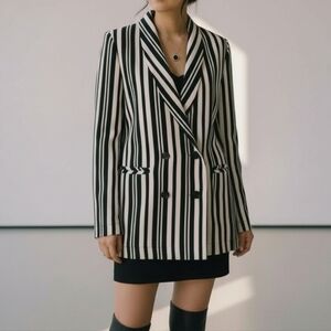 KAOS Made In Italy Women's Blazer Jacket Size 42 Medium Striped Office Career‎